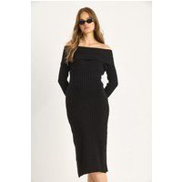 Off-Shoulder-Midikleid aus Rippstrick