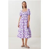 Gesmoktes Midikleid mit abstraktem Print