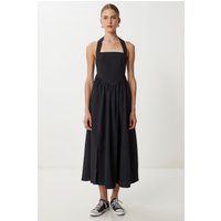 Midi-Kleid mit Halterneck und gerafftem Rock