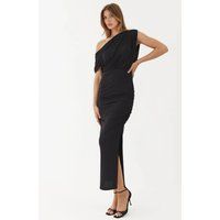 Asymmetrisches Midikleid mit Raffungen