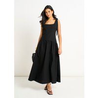 Leinen-Midikleid mit tief sitzender Taille