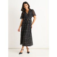 Seiden-Midikleid mit Wickelausschnitt