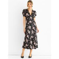 Midi-Kleid mit floralem Spitzenbesatz