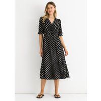 Midikleid mit Punkten und Smokbund