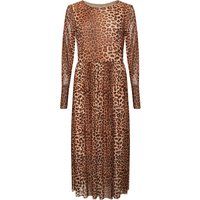 Midi-Mesh-Kleid mit Leopardenmuster