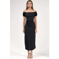 Off-Shoulder Midikleid mit Spitzenärmeln