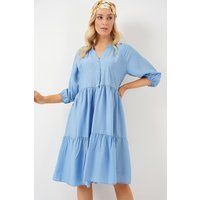Gestuftes Midikleid mit Knopfleiste