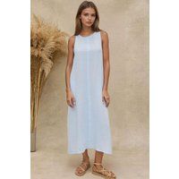 Strukturiertes Midi-Kleid aus Baumwoll-Musselin