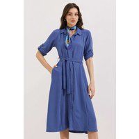Strukturiertes Midi-Hemdblusenkleid