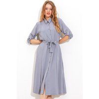 Strukturiertes Button-Down Midikleid