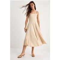 Strukturiertes Midikleid mit Karree-Ausschnitt