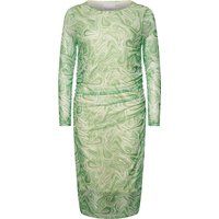 Raff-Midikleid mit Marmor-Print aus Mesh