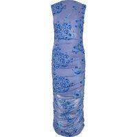 Raffkleid aus Mesh mit Blumenmuster