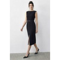 Tailliertes Midikleid mit Bootsausschnitt