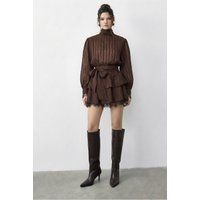 Texturiertes Mini-Kleid mit Stehkragen