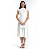 Strukturiertes Midi-Kleid mit Falten
