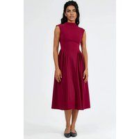 Strukturiertes Midi-Kleid mit Stehkragen