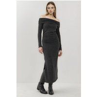 Schulterfreies Midikleid mit Raffung