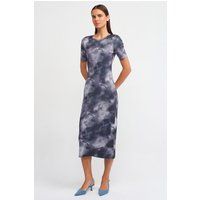 Körpernahes Midikleid mit Batik-Print