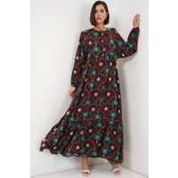 Tropisches Maxikleid mit Stufenrock