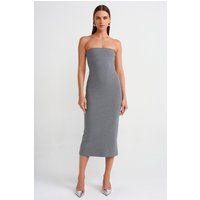 Trägerloses Bodycon Jersey Midikleid