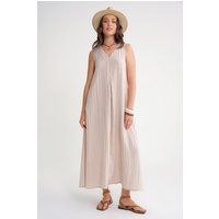 Luftiges Crinkle-Maxikleid mit V-Ausschnitt