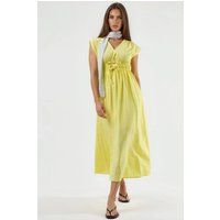 V-Ausschnitt Midikleid mit Tunnelzug