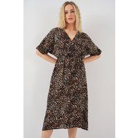 Midi-Kleid mit Leoparden-Print