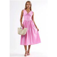 Romantisches Midi-Kleid mit V-Ausschnitt