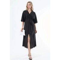 V-Ausschnitt Midikleid in Wickeloptik