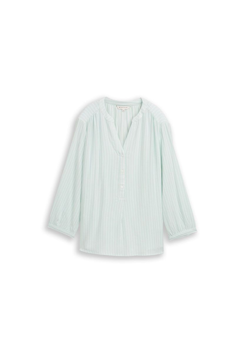 Gestreifte Henley-Bluse mit V-Ausschnitt