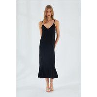 Minimalistisches Midi-Kleid mit V-Ausschnitt