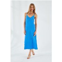V-Ausschnitt Cami-Midikleid mit Schlitz