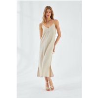 Minimalistisches Midi-Slipkleid mit V-Ausschnitt