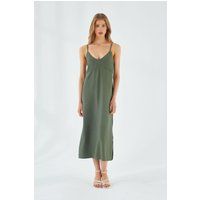 V-Ausschnitt Midi-Kleid mit Schlitz