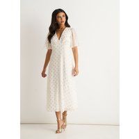 Schimmerndes Midikleid mit Folienpunkten