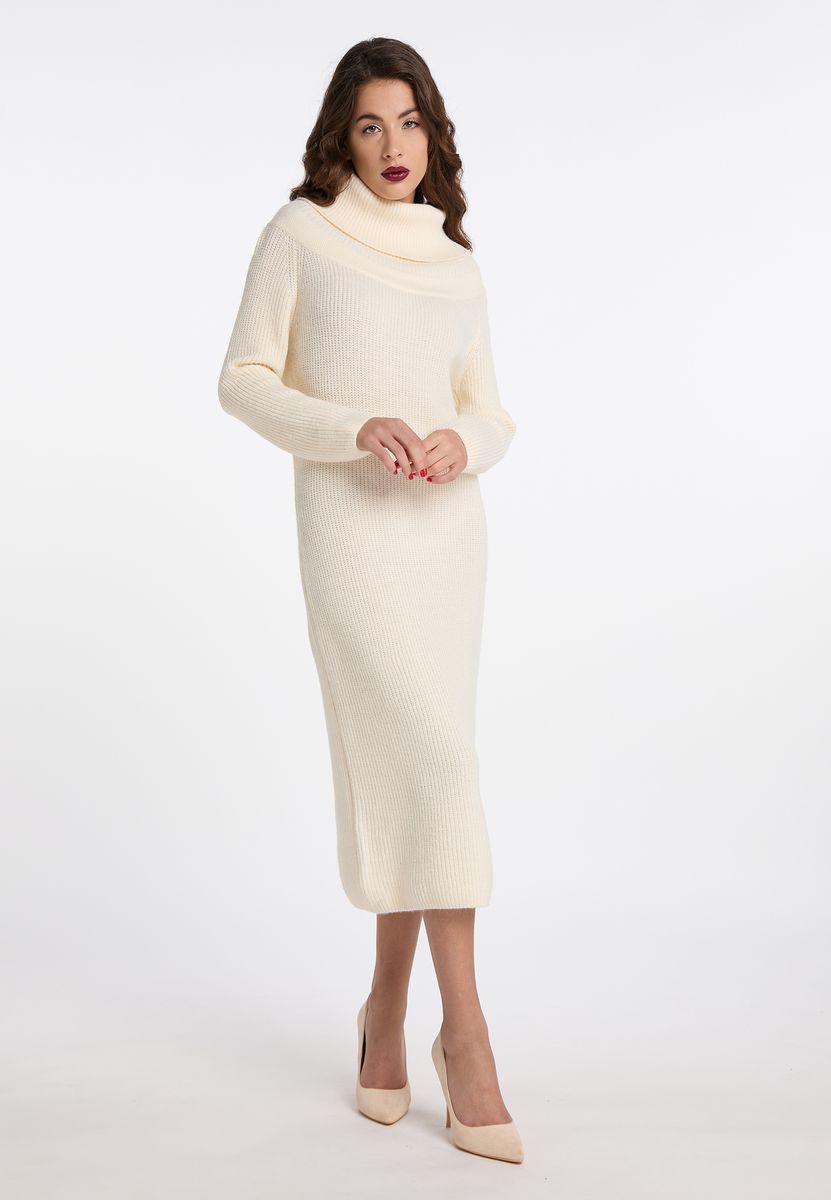 Elegantes Off-Shoulder-Strickkleid mit Rippenstruktur