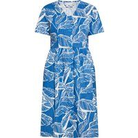 Geknöpftes Midikleid mit Blätter-Print