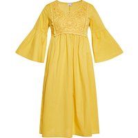 Besticktes Midikleid mit Glockenärmeln