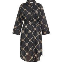 Besticktes Hemdblusen-Midikleid mit Geometriemuster
