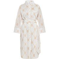 Besticktes Baumwoll-Midi-Hemdblusenkleid