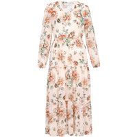 Gestuftes Maxi-Blumenkleid mit Rüschen