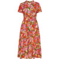 Lebendiges Midi-Stufenkleid mit Blumenmuster