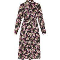 Florales Chiffon-Midi-Hemdblusenkleid