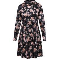 Samtkleid mit Wasserfallausschnitt und Blumenmuster