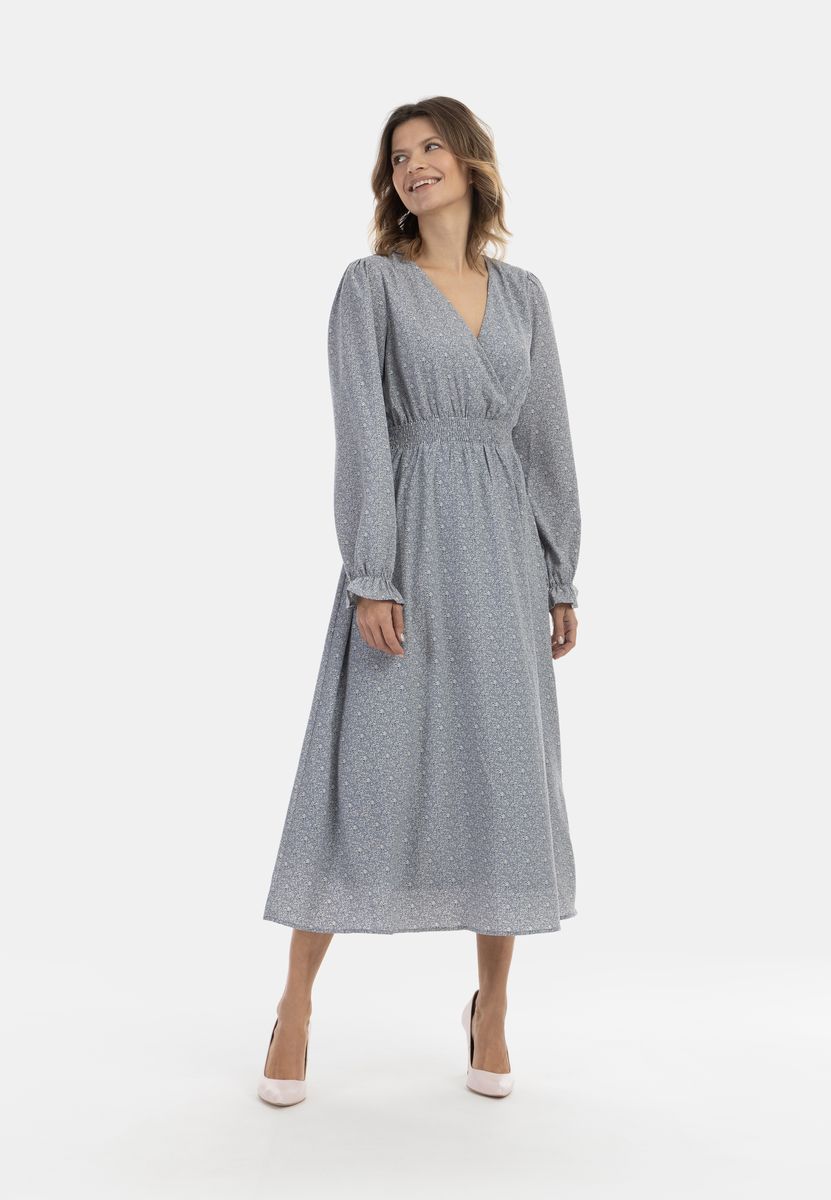 Maxikleid mit Wickeloptik und Blumenmuster