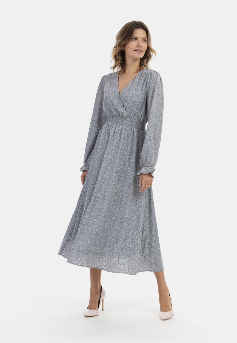 Maxikleid mit Wickeloptik und Blumenmuster