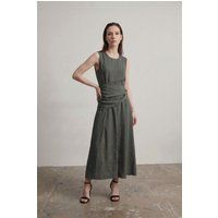 Strukturiertes Lyocell-Midi-Kleid in A-Linie