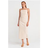 Drapiertes Midikleid mit Carré-Ausschnitt