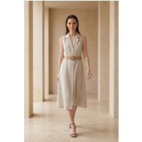Ärmelloses Midi-Hemdkleid in A-Linie